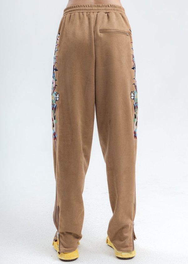 Doublet Chaos Embroidery Suede Track Pants - Camel | Garmentory