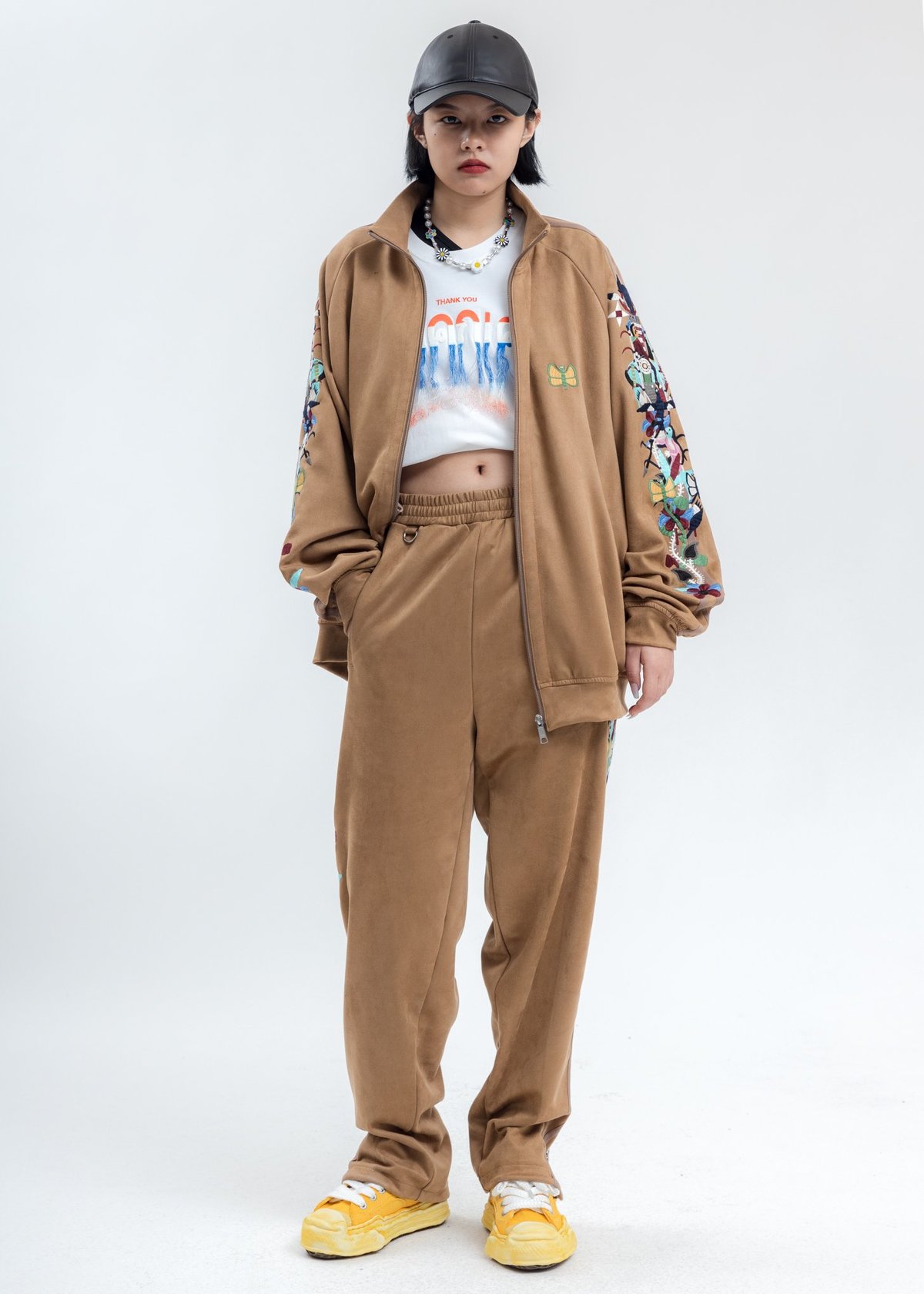 Doublet Chaos Embroidery Suede Track Pants - Camel | Garmentory