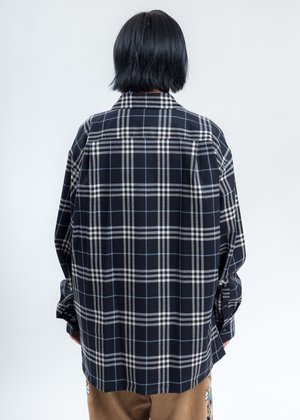Doublet Puppet Animal Embroidery Check Shirt - Navy Doublet Puppet Animal Embroidery Check Shirt - Navy