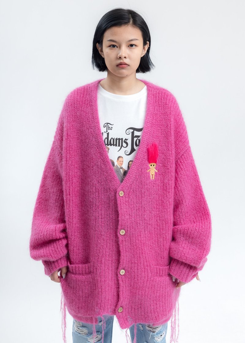 Doublet Pink Doll Embroidery Mohair Cardigan | Garmentory
