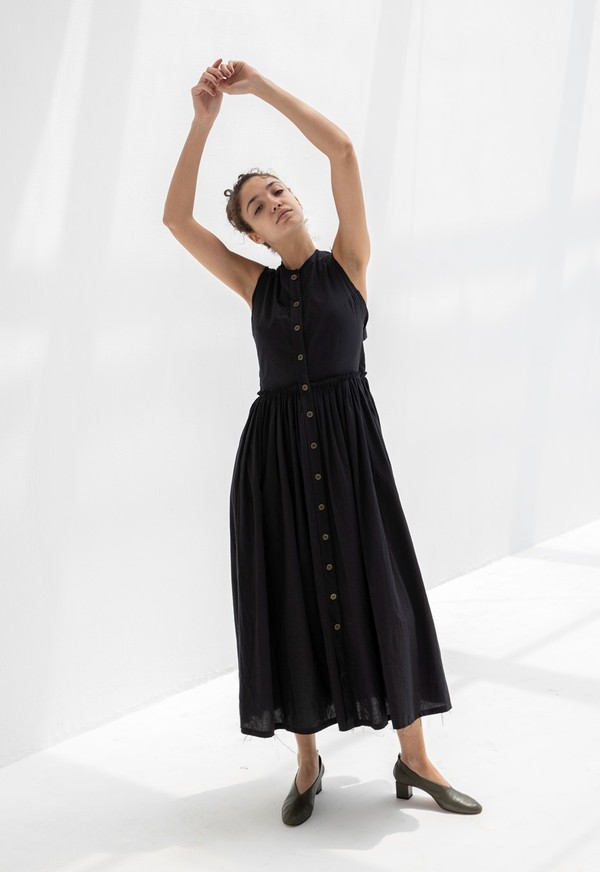 LITTLE CREATIVE FACTORY WOMAN CRINKLED DRESS - BLACK LITTLE CREATIVE FACTORY WOMAN CRINKLED DRESS - BLACK