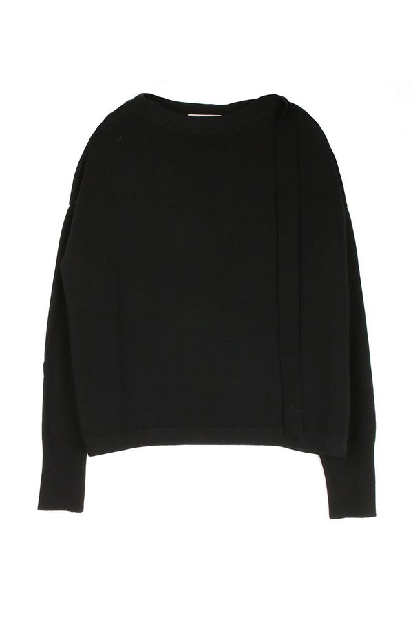 Ma'ry'ya Boxy Knit W/ Ribbon - Black Ma'ry'ya Boxy Knit W/ Ribbon - Black