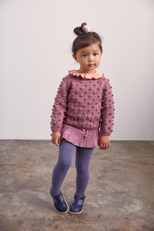 Misha & Puff Popcorn Child Sweater- Antique Rose | Garmentory