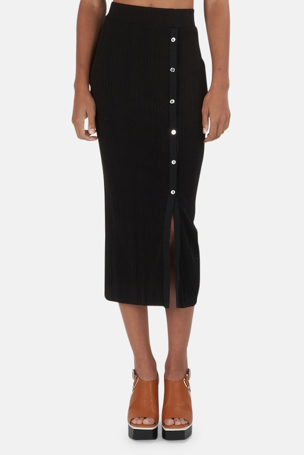 The Range Wave Rib Button-Up Skirt - Black The Range Wave Rib Button-Up Skirt - Black