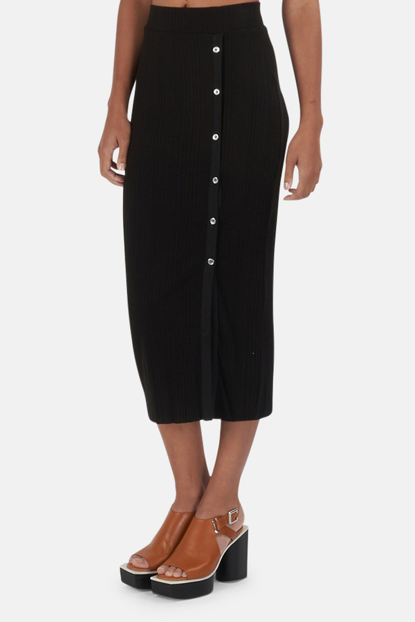 The Range Wave Rib Button-Up Skirt - Black The Range Wave Rib Button-Up Skirt - Black