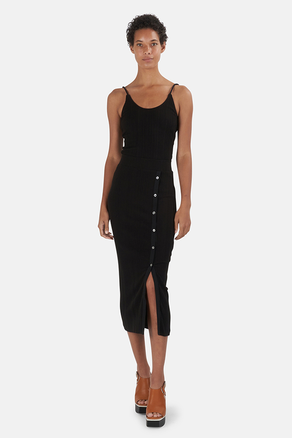 The Range Wave Rib Button-Up Skirt - Black The Range Wave Rib Button-Up Skirt - Black