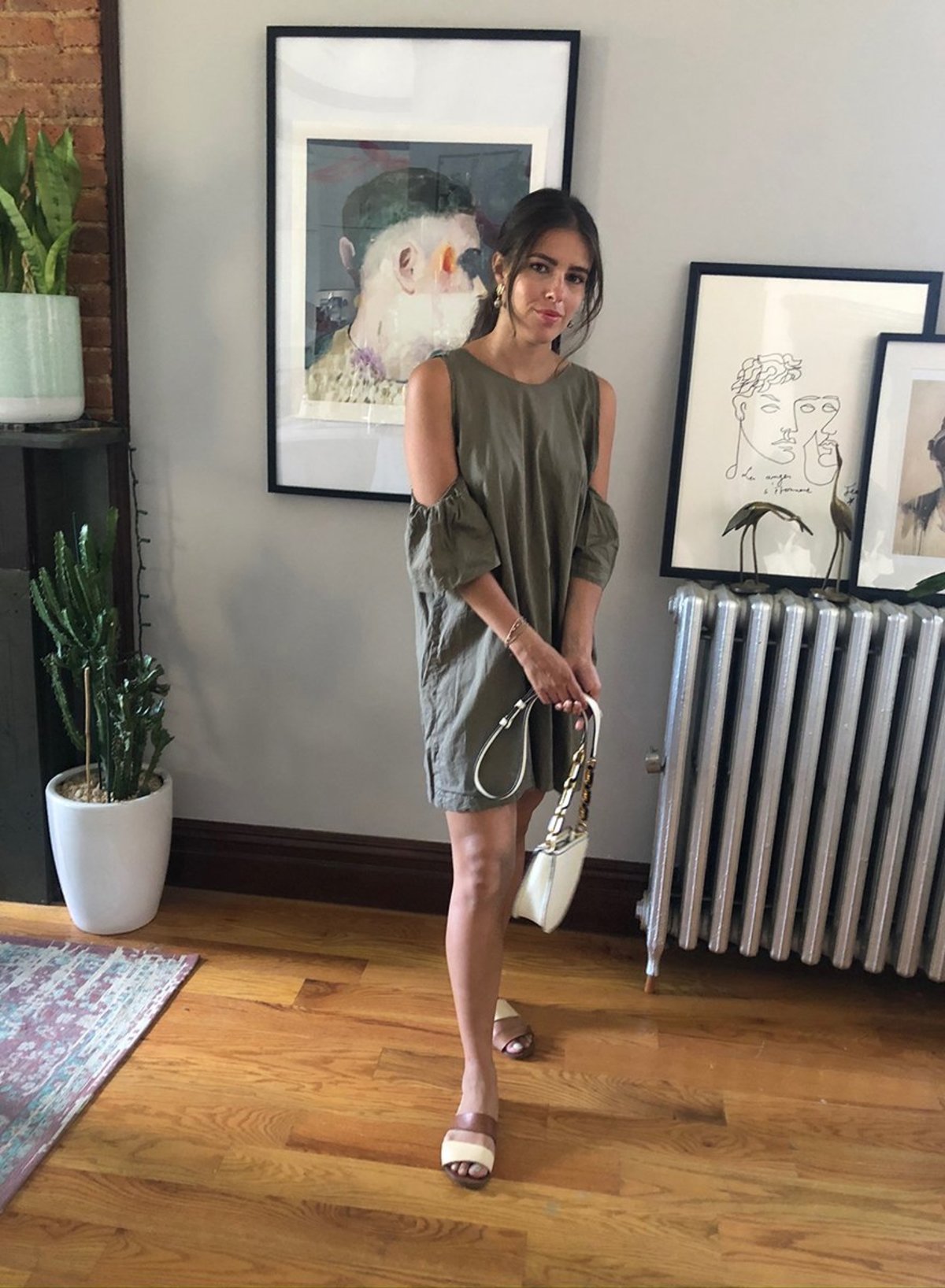 pre-loved] Meg Cold Shoulder Mini Dress - Olive Green | Garmentory