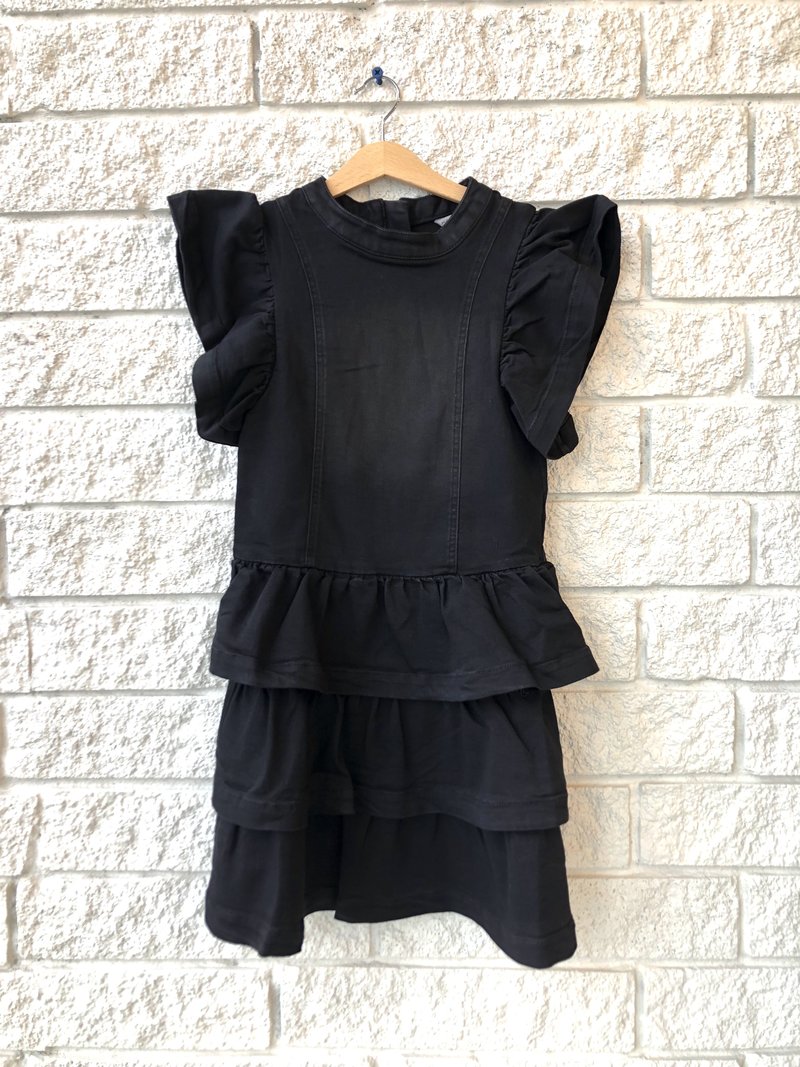 Habitual Girl PAETON TIERED RUFFLE DENIM DRESS - BLACK | Garmentory