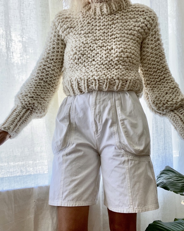 Bozidara Hand Knit Mock Neck Sweater - Cream Bozidara Hand Knit Mock Neck Sweater - Cream