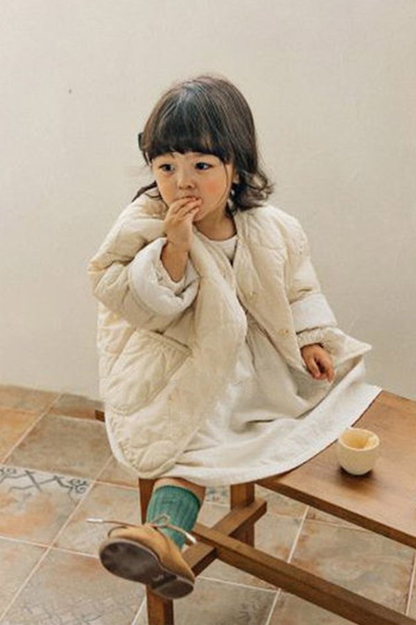 Kids Korean Collective Quilted Jacket - Ivory Kids Korean Collective Quilted Jacket - Ivory
