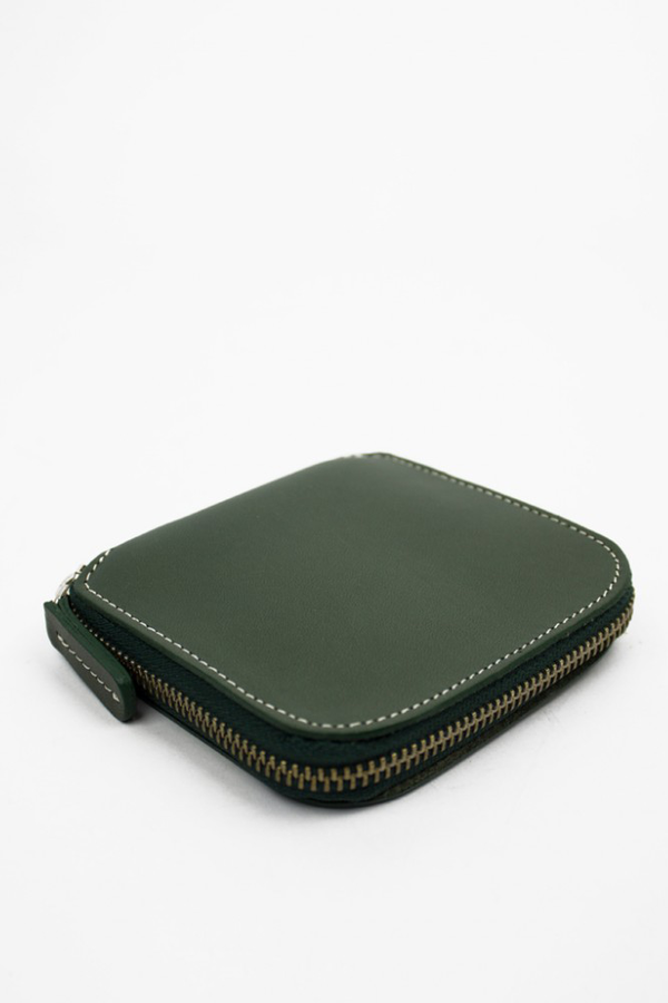 Le Bas Square Zip Wallet - Green/Natural Le Bas Square Zip Wallet - Green/Natural