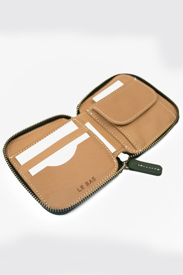 Le Bas Square Zip Wallet - Green/Natural Le Bas Square Zip Wallet - Green/Natural