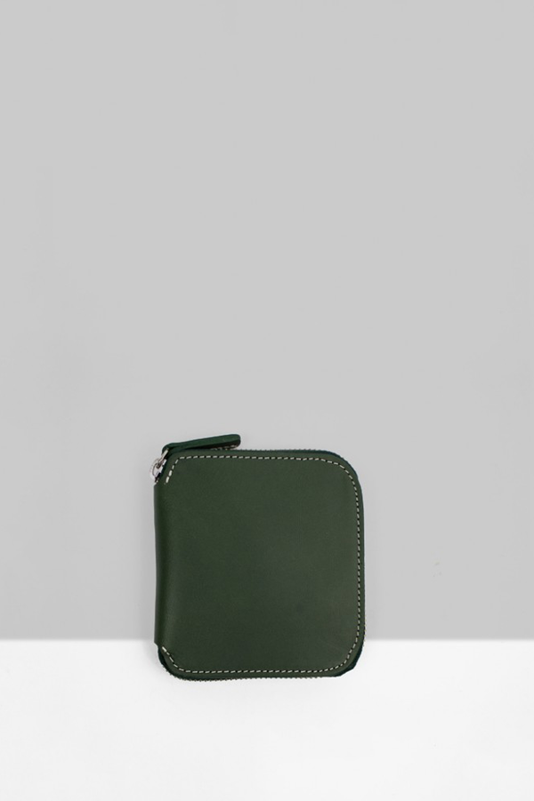 Le Bas Square Zip Wallet - Green/Natural Le Bas Square Zip Wallet - Green/Natural