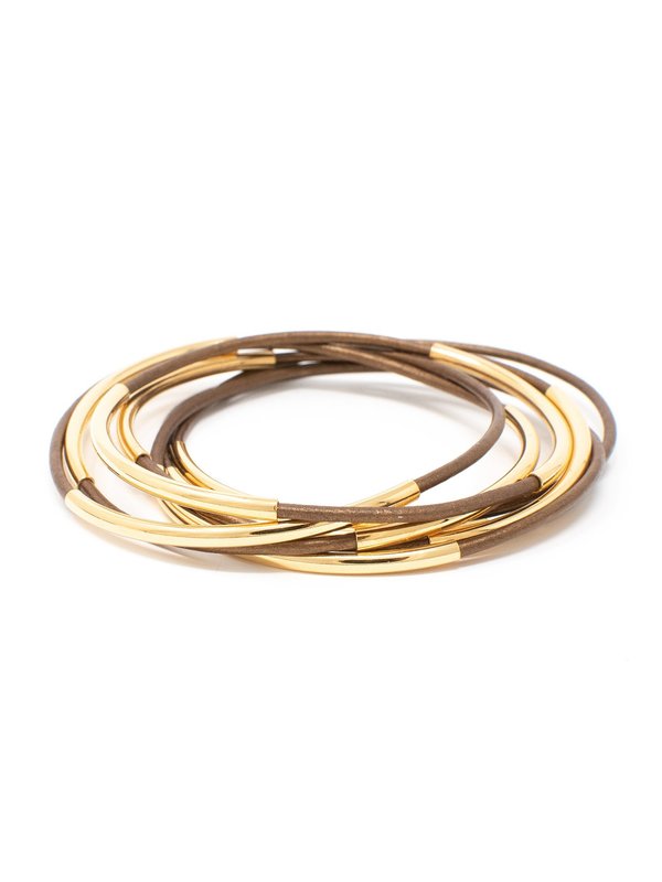 MOO-YOUNG Skinny Leather Bangles - Leather / Gold or Silver Plate MOO-YOUNG Skinny Leather Bangles - Leather / Gold or Silver Plate