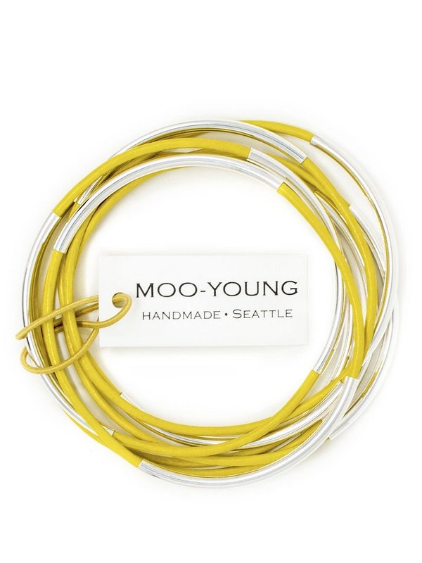 MOO-YOUNG Skinny Leather Bangles - Leather / Gold or Silver Plate MOO-YOUNG Skinny Leather Bangles - Leather / Gold or Silver Plate