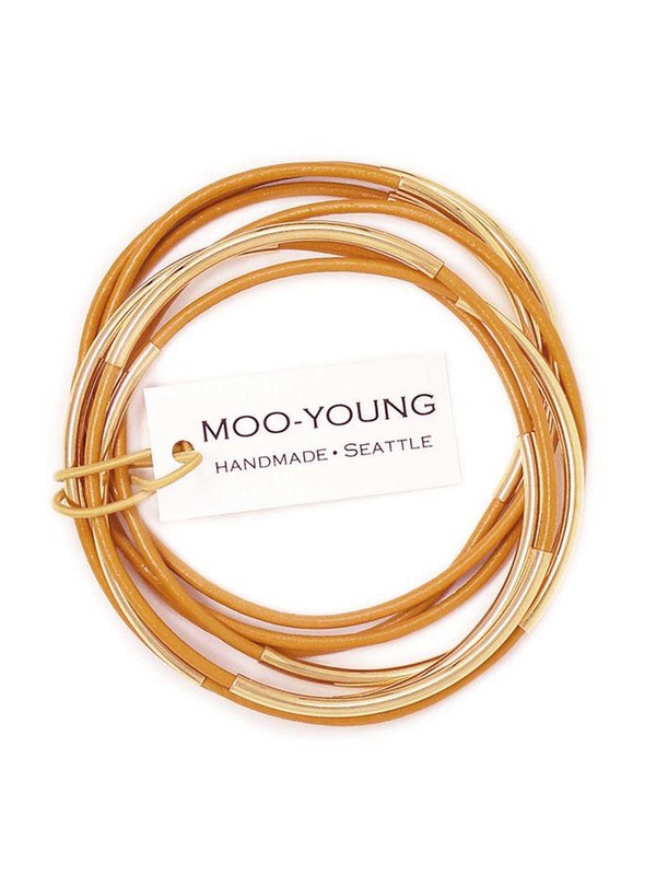 MOO-YOUNG Skinny Leather Bangles - Leather / Gold or Silver Plate MOO-YOUNG Skinny Leather Bangles - Leather / Gold or Silver Plate