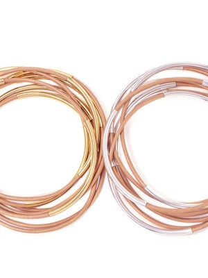 MOO-YOUNG Skinny Leather Bangles - Leather / Gold or Silver Plate MOO-YOUNG Skinny Leather Bangles - Leather / Gold or Silver Plate