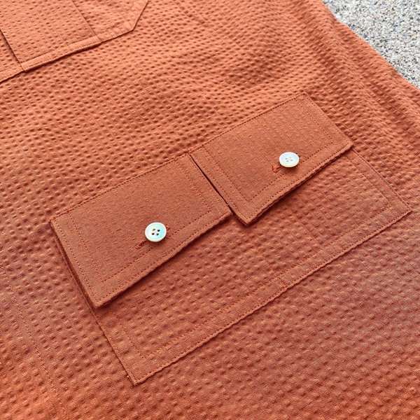 Tony Shirtmakers Japanese Tonal Seersucker Fly Fish & Hike Camp Shirt - Burnt Orange