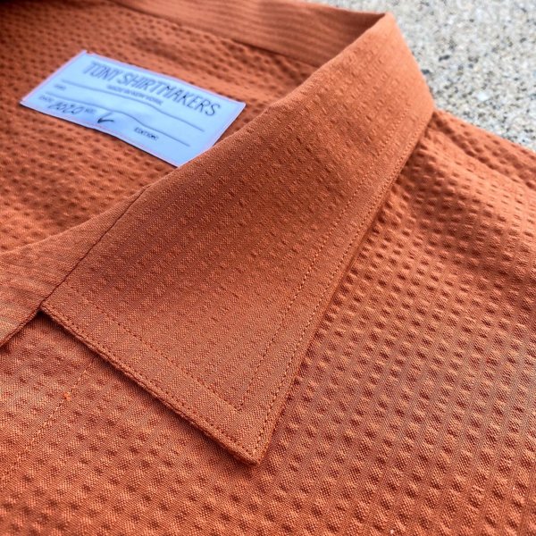 Tony Shirtmakers Japanese Tonal Seersucker Fly Fish & Hike Camp Shirt - Burnt Orange