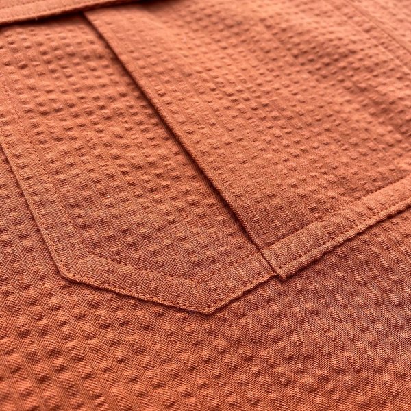 Tony Shirtmakers Japanese Tonal Seersucker Fly Fish & Hike Camp Shirt - Burnt Orange