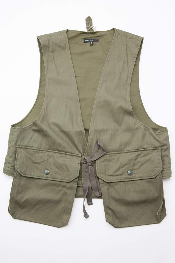Engineered Garments Long Fowl Vest in Cotton Herringbone Twill