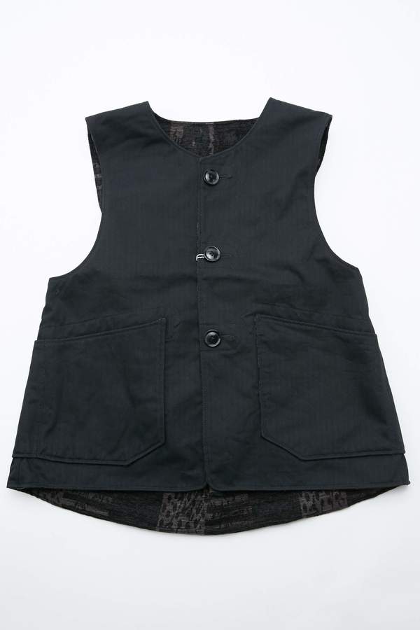 Engineered Garments Cotton Herringbone Twill Over Vest - Black Engineered Garments Cotton Herringbone Twill Over Vest - Black