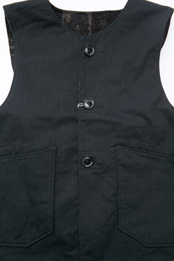Engineered Garments Cotton Herringbone Twill Over Vest - Black Engineered Garments Cotton Herringbone Twill Over Vest - Black