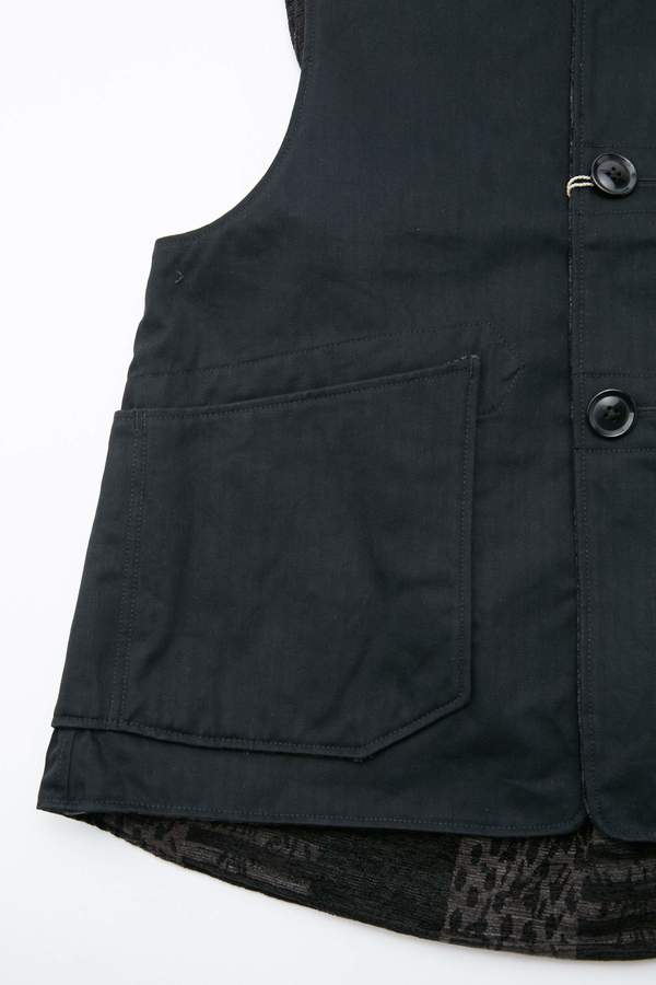 Engineered Garments Cotton Herringbone Twill Over Vest - Black Engineered Garments Cotton Herringbone Twill Over Vest - Black