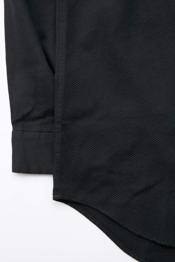 Engineered Garments Cotton Waffle Pique Short Collar Shirt - Black Engineered Garments Cotton Waffle Pique Short Collar Shirt - Black