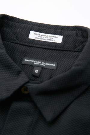 Engineered Garments Cotton Waffle Pique Short Collar Shirt - Black Engineered Garments Cotton Waffle Pique Short Collar Shirt - Black