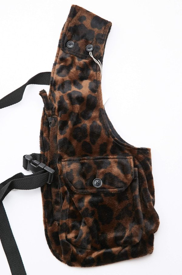 Engineered Garments Polyester Shoulder Vest - Dark Brown/Dark Leopard Engineered Garments Polyester Shoulder Vest - Dark Brown/Dark Leopard