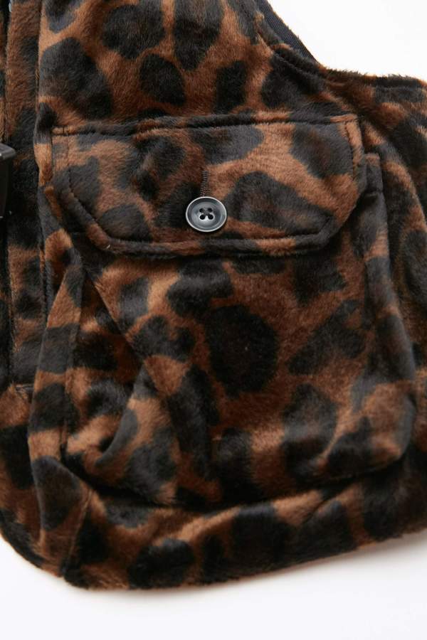 Engineered Garments Polyester Shoulder Vest - Dark Brown/Dark Leopard Engineered Garments Polyester Shoulder Vest - Dark Brown/Dark Leopard