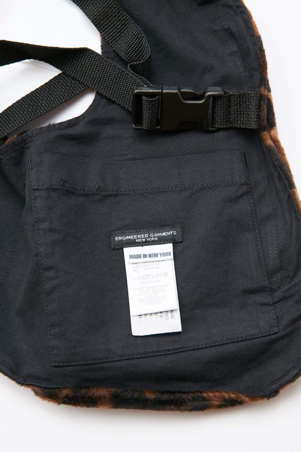 Engineered Garments Polyester Shoulder Vest - Dark Brown/Dark Leopard Engineered Garments Polyester Shoulder Vest - Dark Brown/Dark Leopard