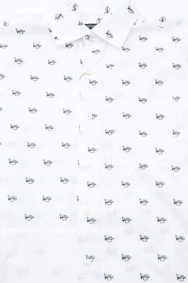 Engineered Garments Spread Collar Shirt in Trumpet Embroidery Broadcloth - White Engineered Garments Spread Collar Shirt in Trumpet Embroidery Broadcloth - White