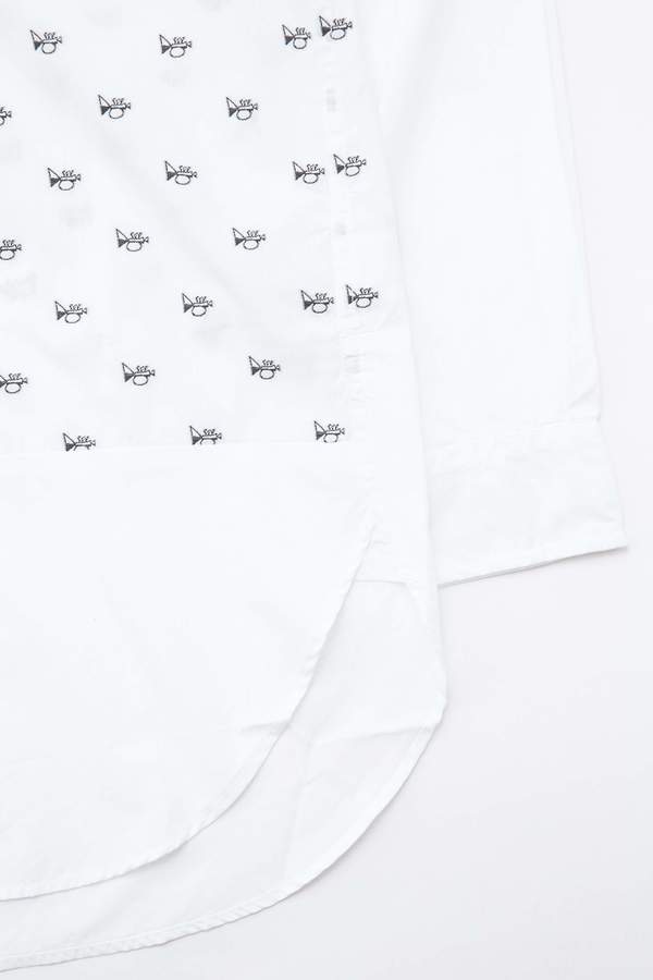 Engineered Garments Spread Collar Shirt in Trumpet Embroidery Broadcloth - White Engineered Garments Spread Collar Shirt in Trumpet Embroidery Broadcloth - White