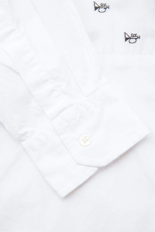 Engineered Garments Spread Collar Shirt in Trumpet Embroidery Broadcloth - White Engineered Garments Spread Collar Shirt in Trumpet Embroidery Broadcloth - White