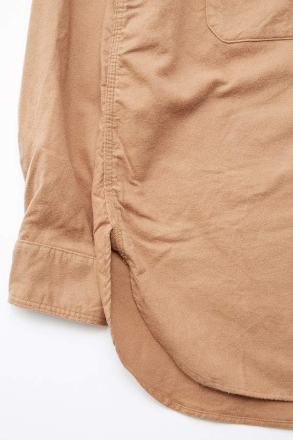 Engineered Garments Solid Cotton Flannel Work Shirt - Khaki Engineered Garments Solid Cotton Flannel Work Shirt - Khaki