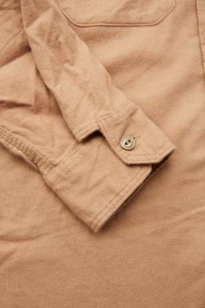 Engineered Garments Solid Cotton Flannel Work Shirt - Khaki Engineered Garments Solid Cotton Flannel Work Shirt - Khaki