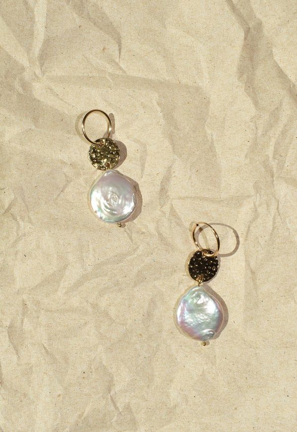 PUNKWASP Pearl & Coin Earrings - 14K GOLD PUNKWASP Pearl & Coin Earrings - 14K GOLD