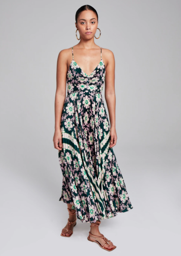 A.L.C. Gemini Stella Scarf Print Dress - Green / Pink A.L.C. Gemini Stella Scarf Print Dress - Green / Pink