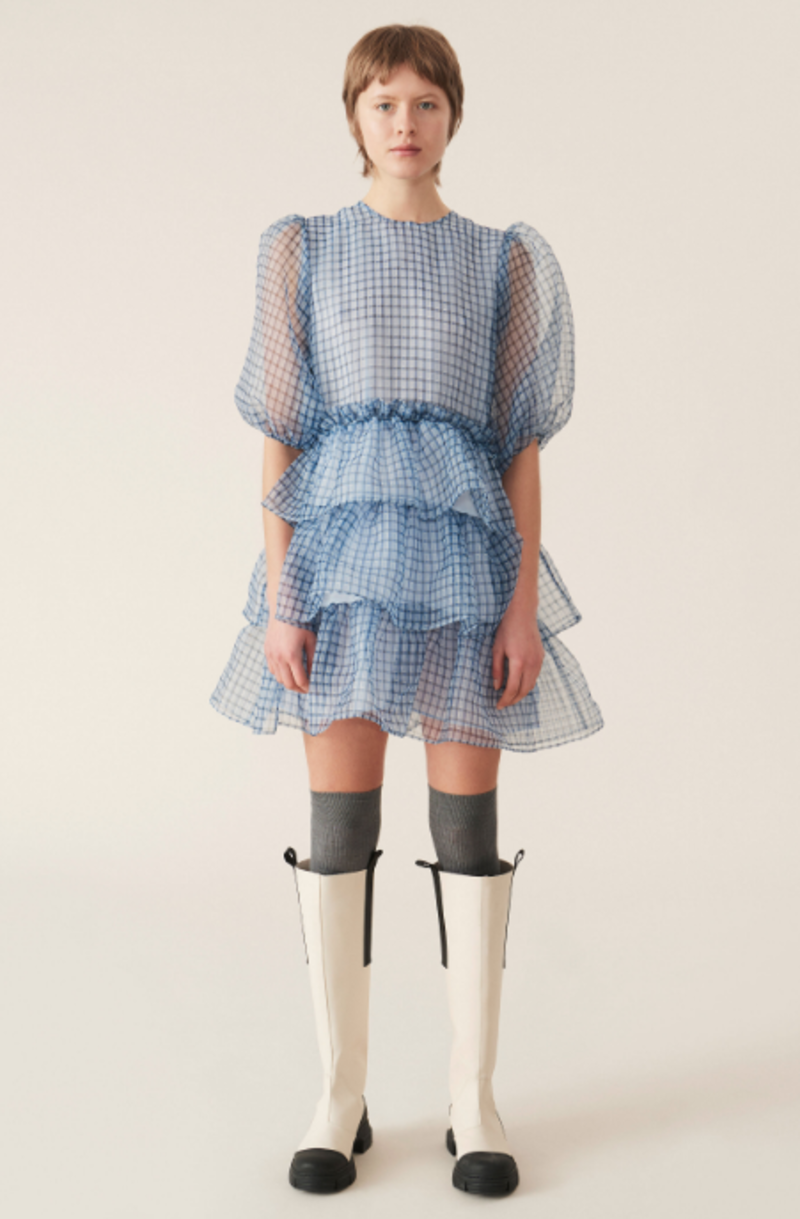 Ganni Organza Mini Dress - Heather