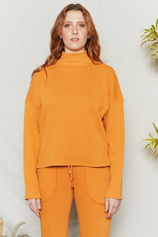 BACK BEAT RAGS Organic Cotton Waffle Thermal Top - Sunset BACK BEAT RAGS Organic Cotton Waffle Thermal Top - Sunset