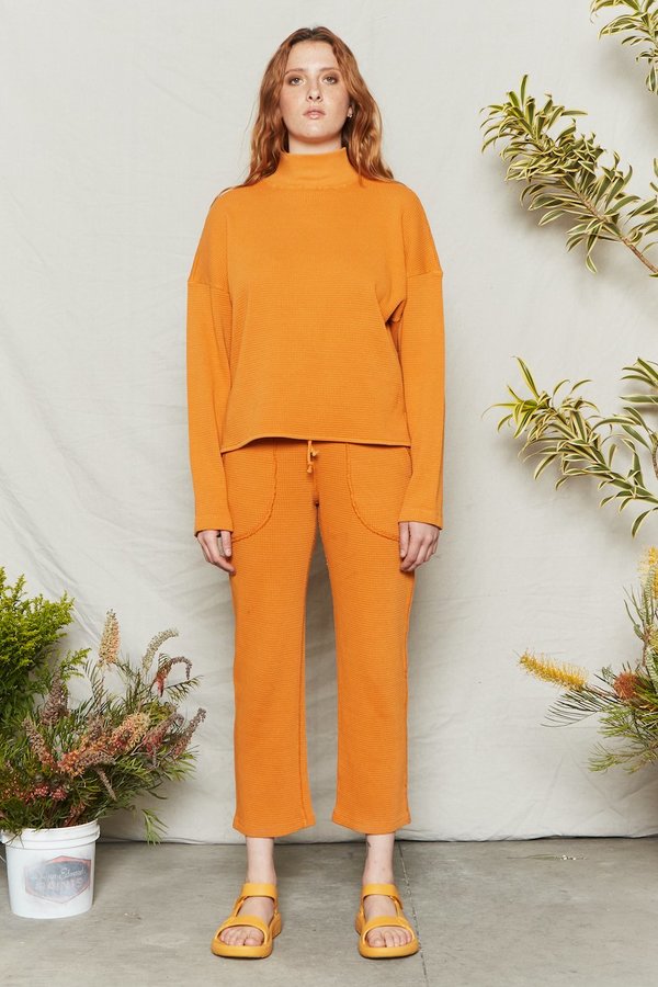 BACK BEAT RAGS Organic Cotton Waffle Thermal Top - Sunset BACK BEAT RAGS Organic Cotton Waffle Thermal Top - Sunset