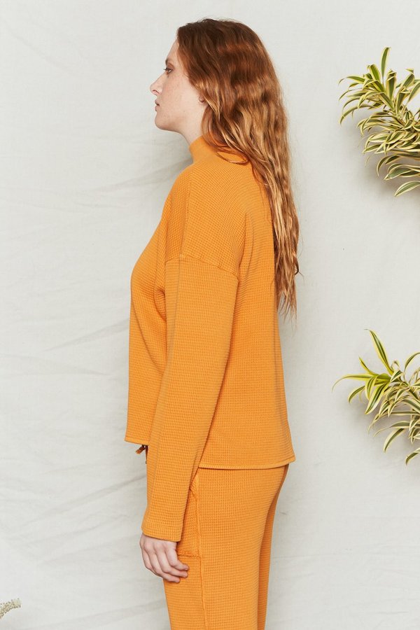 BACK BEAT RAGS Organic Cotton Waffle Thermal Top - Sunset BACK BEAT RAGS Organic Cotton Waffle Thermal Top - Sunset