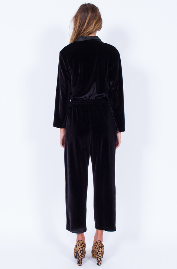 velvet tuxedo jumpsuit