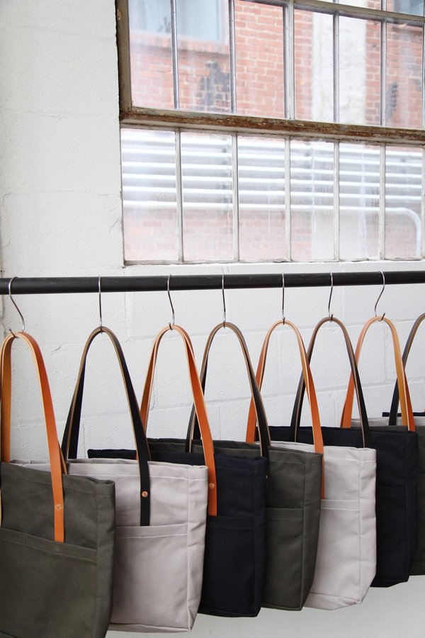 Foxtrot Supply Co. Utility Tote - Army Green with Cognac Leather Handles Foxtrot Supply Co. Utility Tote - Army Green with Cognac Leather Handles