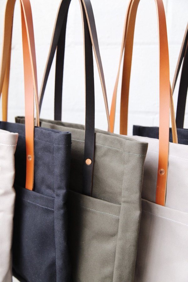 Foxtrot Supply Co. Utility Tote - Army Green with Cognac Leather Handles Foxtrot Supply Co. Utility Tote - Army Green with Cognac Leather Handles