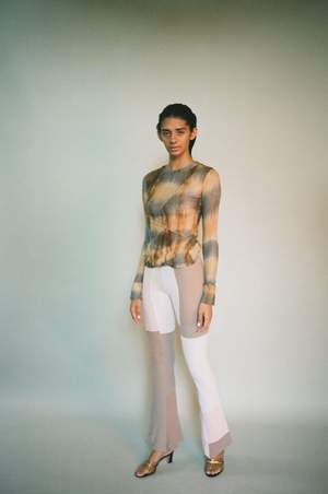 Priscavera Mock Neck Paneled Top Priscavera Mock Neck Paneled Top