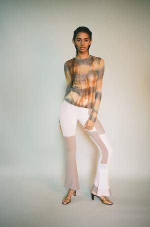 Priscavera Mock Neck Paneled Top Priscavera Mock Neck Paneled Top