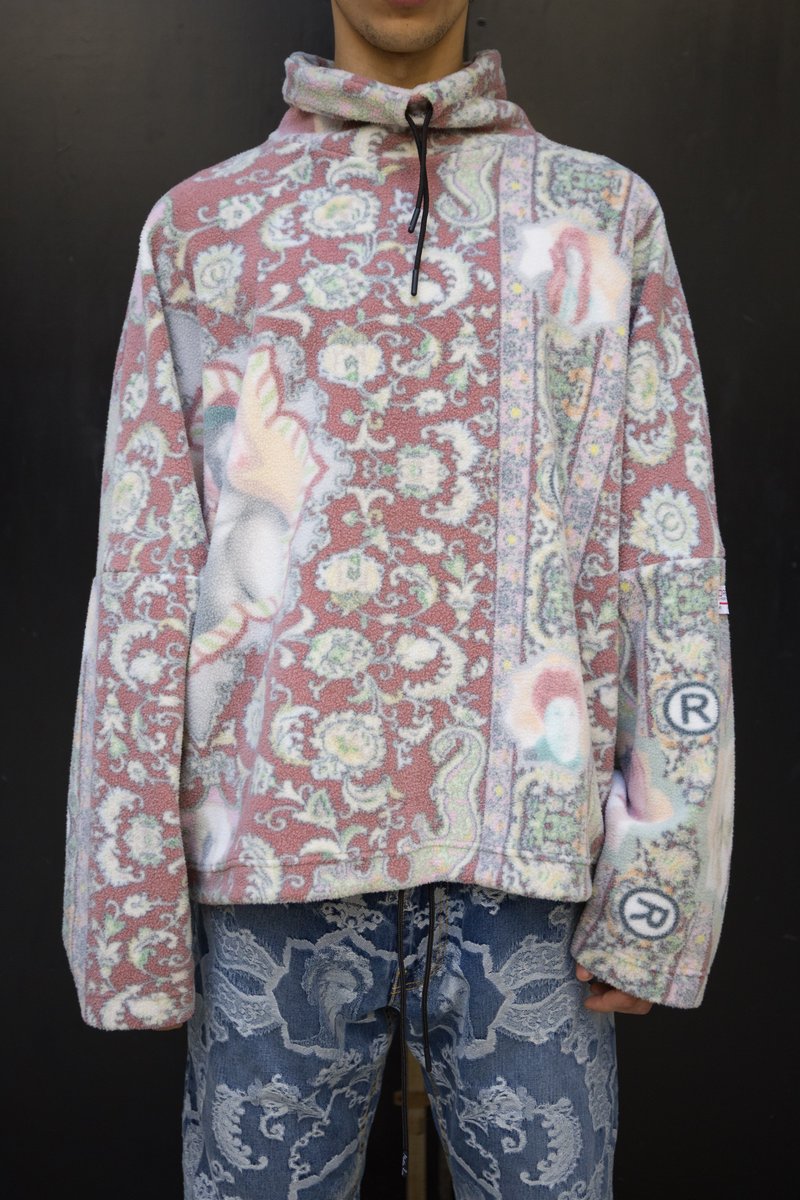 Martine Rose Carpet Printed Bongo Batwing Fleece Top - Red 